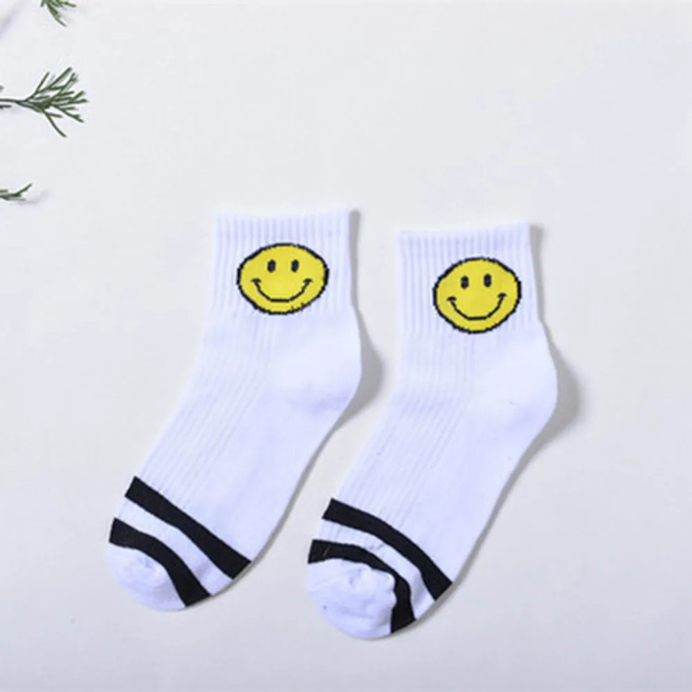Smiley short tube striped socks comfortable breathable casual slippers socks quality autumn winter men women daily