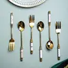 Stainless Steel Gold Cake Dessert Forks Fruit Fork Ceramic Long Handle Brilliant Used For Cake in Party Snail Fork Restaurant ► Photo 3/6