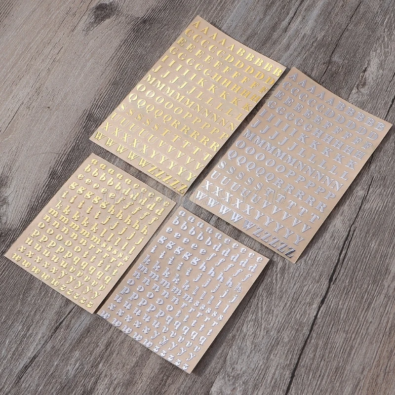 Metal Alphabet Stickers Uppercase Letter Lower Case Letters Self Adhesive 26 Letters 2 Sheets