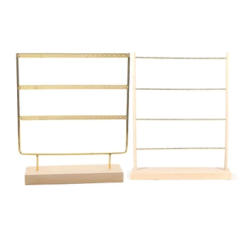 

2 Pcs Solid Wood Metal Earrings Display Frame Earrings Display Stand Jewelry Display Holder, 32x7x42cm & 31.5x24cm