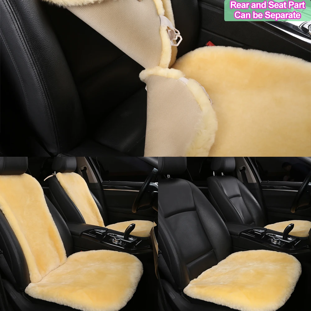OGLAND 100% Natural fur sheepskin universal car seat covers for