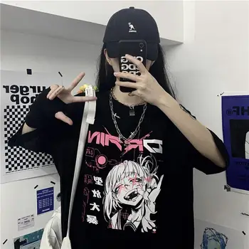 

Cool Black Japan T shirt Women Harajuku Kawaii Japanese T-Shirts Female Cartoon Women Tops Fashion Oversized Amine Summer Shirt