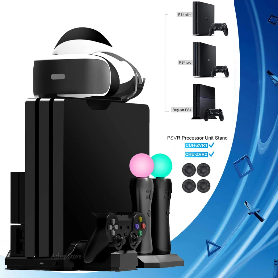 Ps4 Pro Slim Ps Vr Move Vertical Stand Cooler Cooling Fan Controller Charger Charging Dock For Sony Playstation 4 Psvr Move Stands Aliexpress