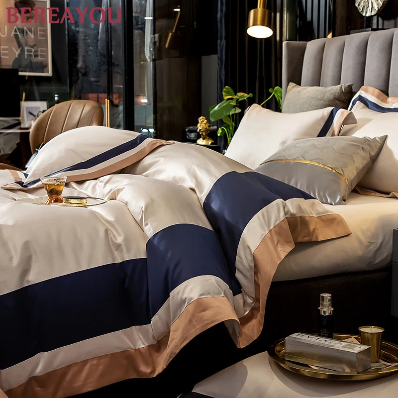 Роскошные комплекты постельного белья 550TC с длинным штапельным хлопковым