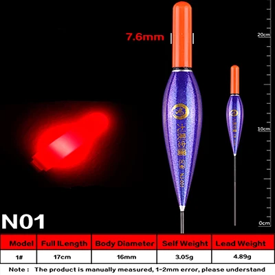 Светодиодный поплавок для рыбалки с большими предметами, умный светящийся поплавок для рыбалки с большой плавучестью, аксессуары для зимней морской рыбалки - Цвет: N0 1