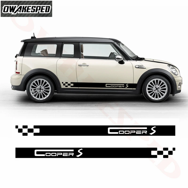 Car Door Side Stripes Auto Body Side Skirt Sticker For-MINI COOPER S Clubman R55 F54 R56 F56 JCW Sport Styling Accessories (2)