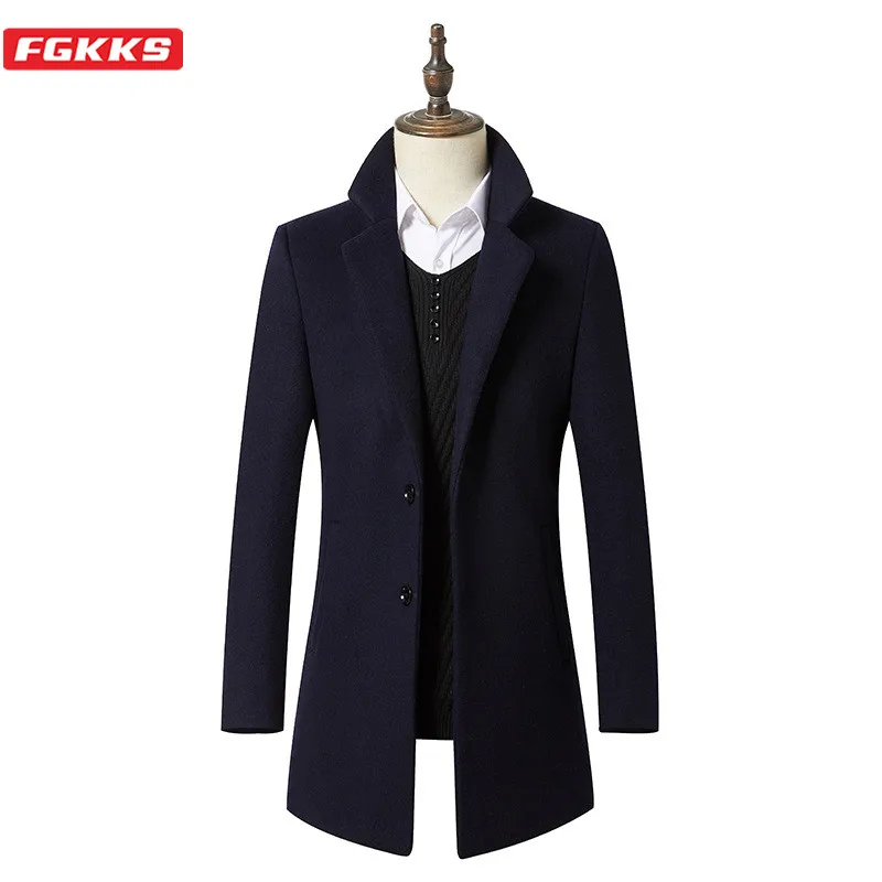 FGKKS Winter Men's Wool Blend Coats Men Business Casual Overcoat Solid Color High Quality Wool Coat Male Brand Clothing FGKKS Winter Men's Wool Blend Coats Men Business Casual Overcoat Solid Color High Quality Wool Coat Male Brand Clothing