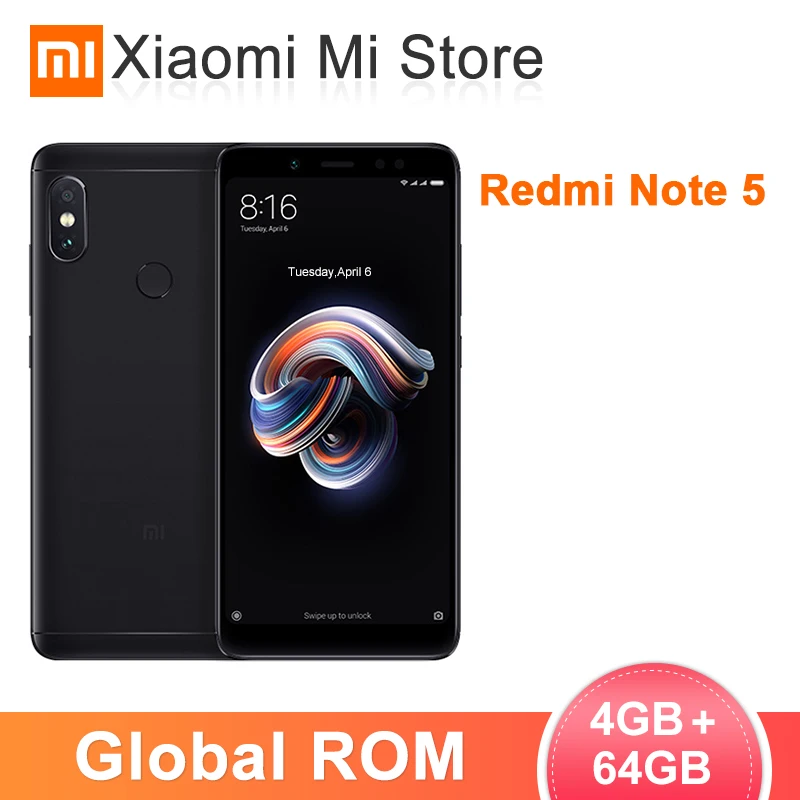 

Global Version Xiaomi Redmi Note 5 4GB RAM 64GB ROM Snapdragon 636 Octa Core 5.99" 2160*1080 4000mAh Cellphone OTA Update