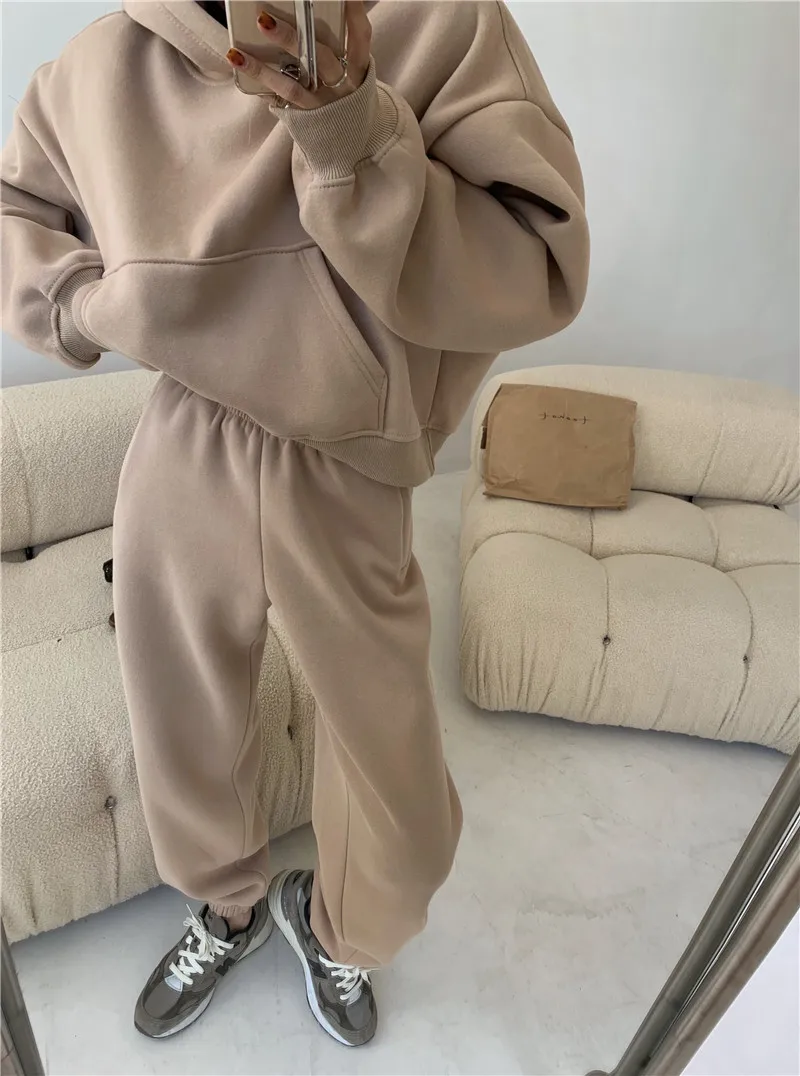 2022 Spring Women Hoodies Sweatshirt Tracksuit Fleece Cotton 2 Pieces Sets Female Pants Suits green pant suit