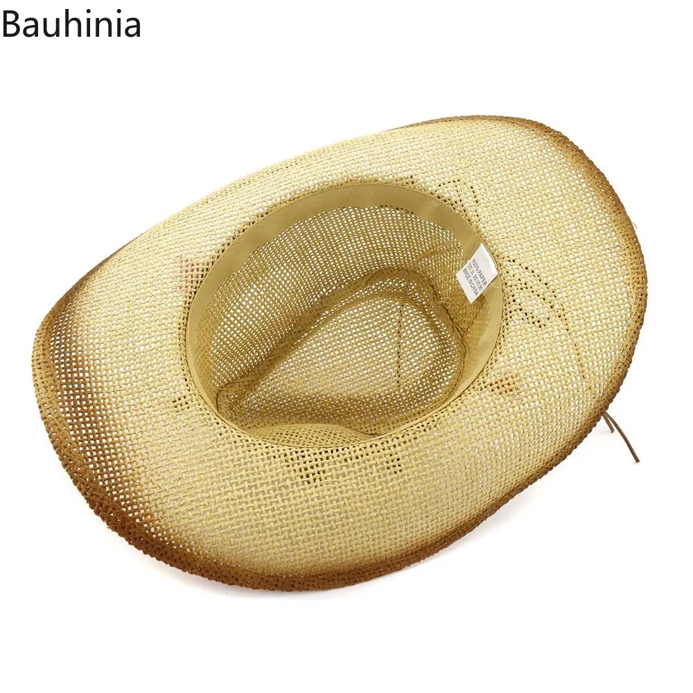 Bauhinia летняя пляжная шляпа для мужчин и женщин, новинка, 4 цвета, соломенная шляпа в ковбойском стиле, большая шляпа от солнца