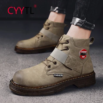 

CYYTL Men's Military Tactical Boots High Top Waterproof Hiking Combat Boots Army Comp Toe Side Zip Work Boots Botas Militares