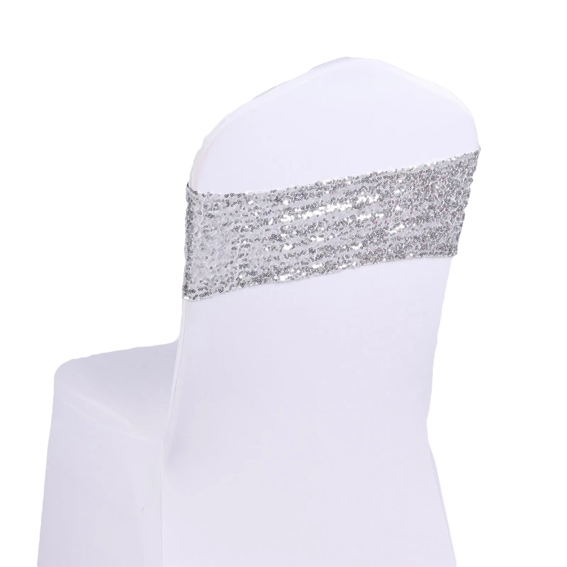Silver 20 шт./лот пояс Noeud De Chaise Свадебная лента на стул полосы стрейч стул Декор для банкета Вечеринка день рождения элегантный домашний декор - Цвет: Silver