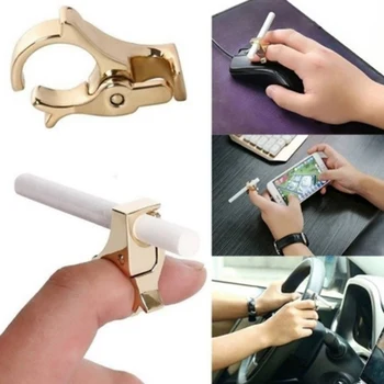 

Cigarette Holder Ring Rack Metal Smoking Lighter Rolling Tray Finger Ring Clip Cigarette Holder for Men Gift Smoking Accessories