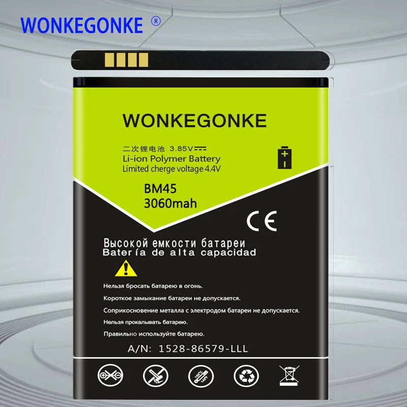 WONKEGONKE 3060 мАч BM45 Аккумулятор для Xiaomi RedMi Note 2 Bateria Hongmi Red Rice Note2 Сменные Аккумуляторы |