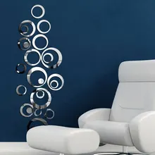 24 шт. 3D зеркальные акриловые настенные наклейки креативные круглые кольца украшения для спальни для семейного украшения клейкая Виниловая наклейка для дома