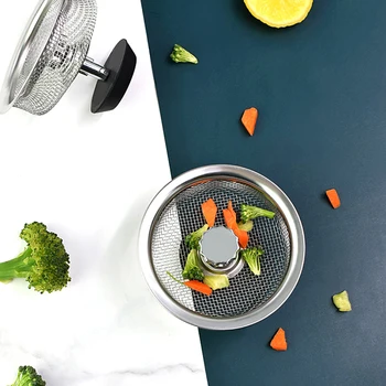 

Stainless Steel Sink Filter Waste Water Processor With Plug Water Drain Screen Kitchen Filter Mesh Bathroom Sink Accessories
