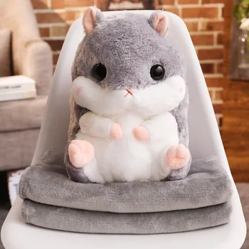 

Cute cartoon plush hamster blanket two in one stuffed plush hand warmmer with 1*1.7m blanket three in one home decoration Toys
