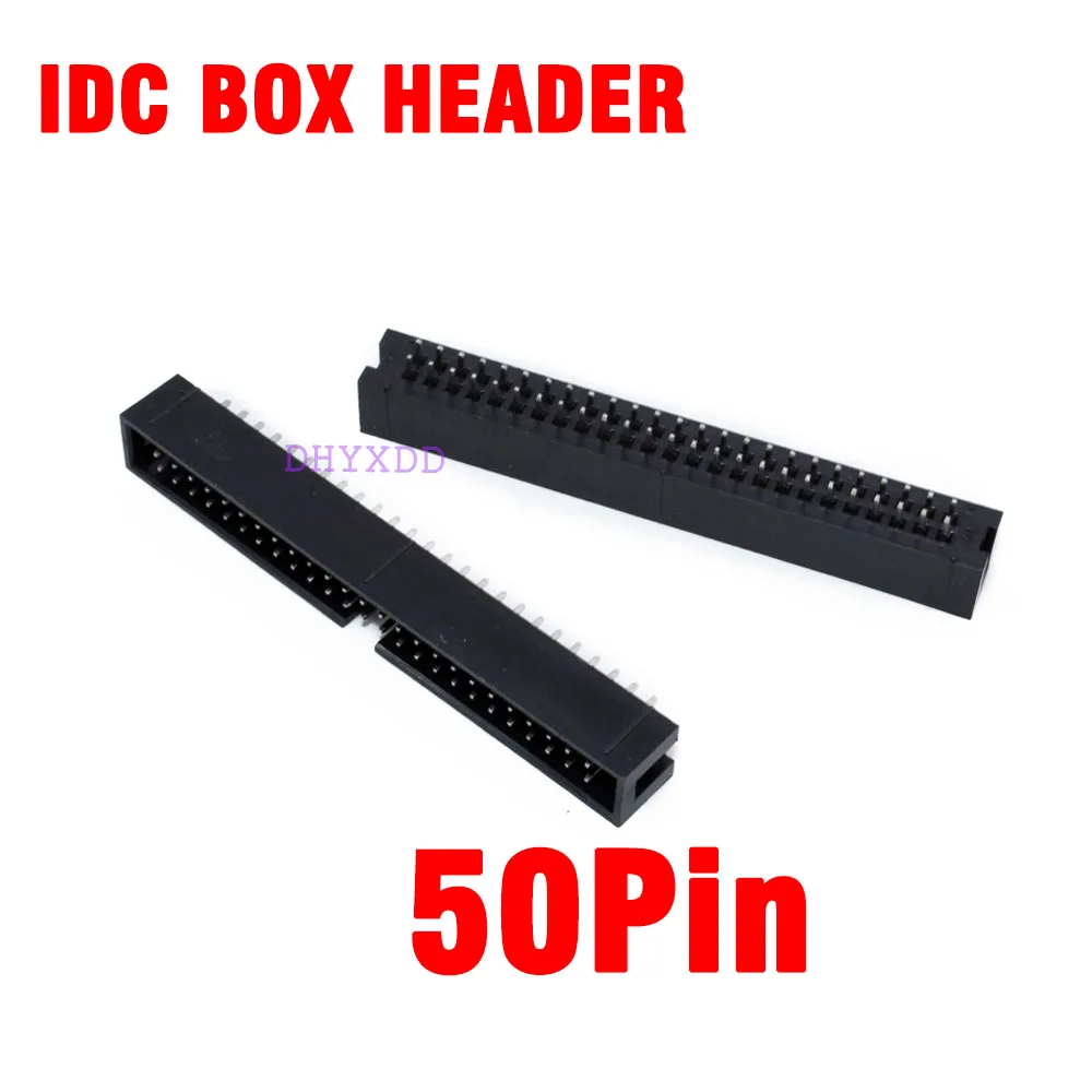 

10pcs 2.54mm 2x25 Pin 50 Pin Straight Male Shrouded PCB Box header IDC Socket