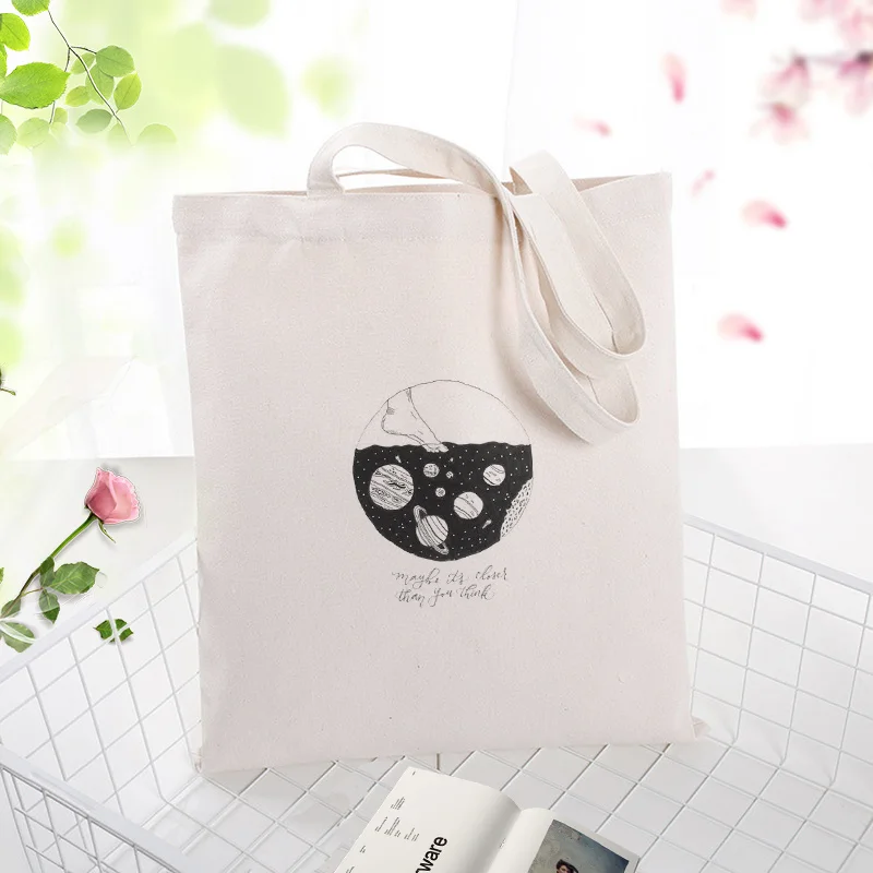 Изобразительное искусство Холщовая Сумка для ежедневного использования хозяйственная сумка текст DIY пользовательский принт Логотип эко многоразовая утилизация