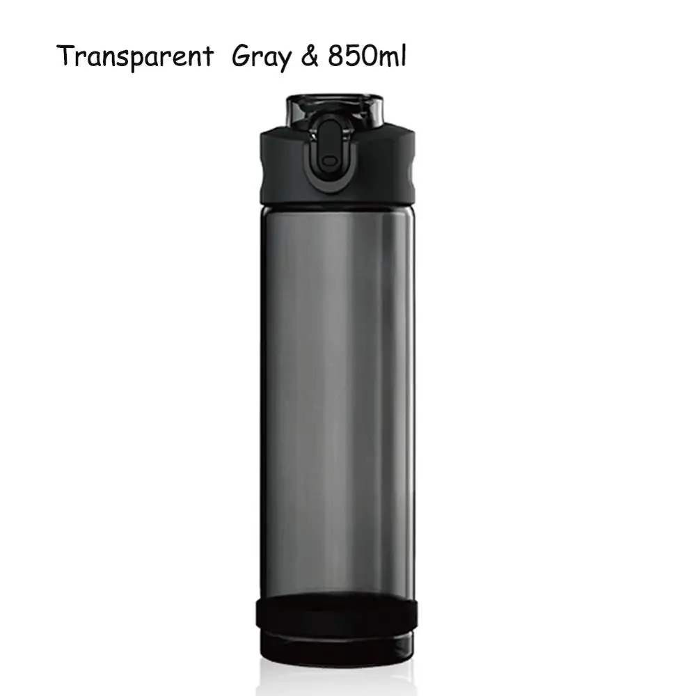 Gray 850ML Прозрачная бутылка для воды с соломинкой BPA Free Tritan материал непротекающая чашка 550 мл 750 мл 850 мл чайник для любителей фитнеса - Цвет: Gray 850ML