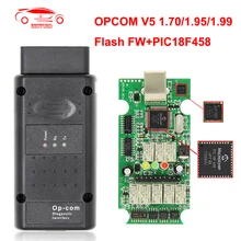 Opcom v5 para opel 1.70 1.95 1.99 flash atualização de firmware OP-COM pic18f458 pode ônibus obd obd2 scanner op com carro diagnóstico ferramenta automóvel