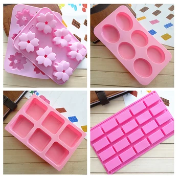 

3D Rectangle / Square / Oval / Sakura shape Silicone Mould DIY Cake Fondant Chocolate Decorating Tools Handmade Soap Mold