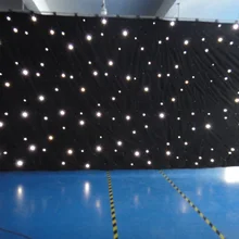 1,5x6 м 1 цвет(белый) СВЕТОДИОДНЫЙ занавес со звездами на черной ткани