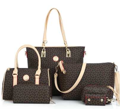 as picture Hisuely 6 комплектов Для женщин Bone узор сумки Сумка Crossbody сумка композитный сумки дизайнер леди Известные модные сумки Лидер продаж - Цвет: as picture
