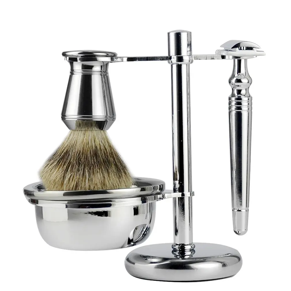 

Retro Manual Razor Set Razor Shaving Brush Shaving Brush Rack Portable For Travel Durable 4 Sets