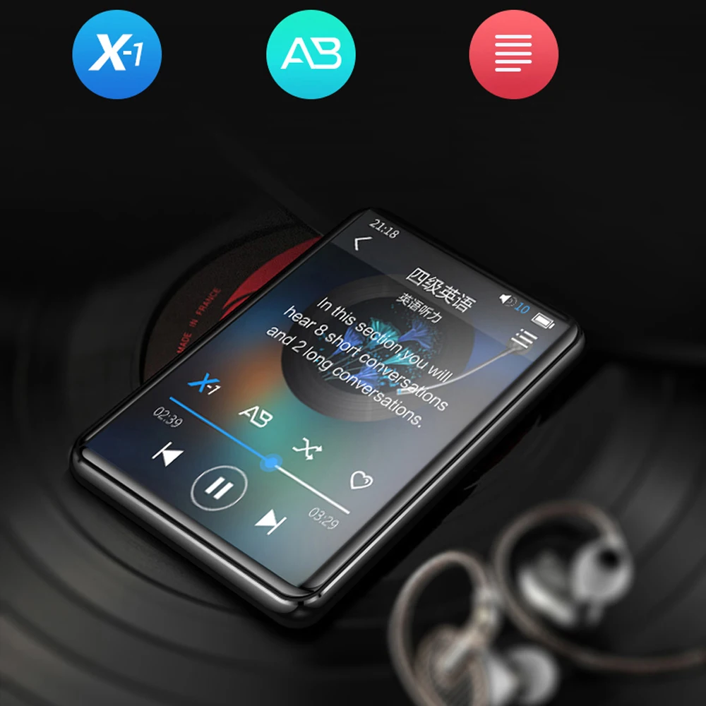 MP3-плеер Bluetooth 4,2 с 2,5 дюймовым сенсорным экраном 16 Гб Встроенный динамик поддерживает FM, видео, расширяемую sd-карту до 128 ГБ