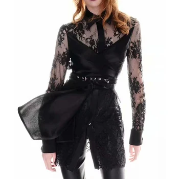 

HIGH QUALITY New Fashion 2020 Designer Blouse Top Women's Long Sleeve Lace Blouse Long Shirt