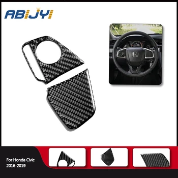 

2x Carbon Fiber Steering Wheel Switch Button Cover For Honda Civic 10th 2016-19 Interior Accessories