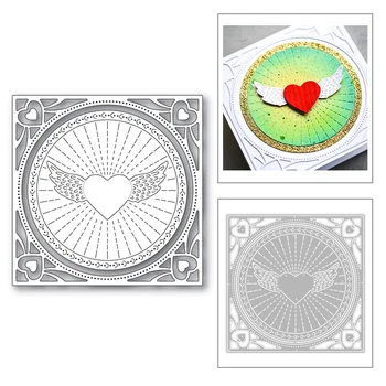 

2020 New Square Frame Round Background Heart Shape and Wings Metal Cutting Dies For Making Greeting Card Scrapbooking No Stamps