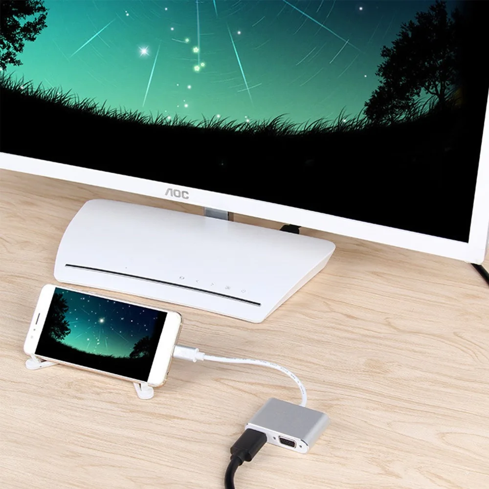 YMY USB C к адаптер HDMI VGA 2 в 1 usb type C к 4K HDMI+ VGA Синхронизация-дисплей конвертер видео решение