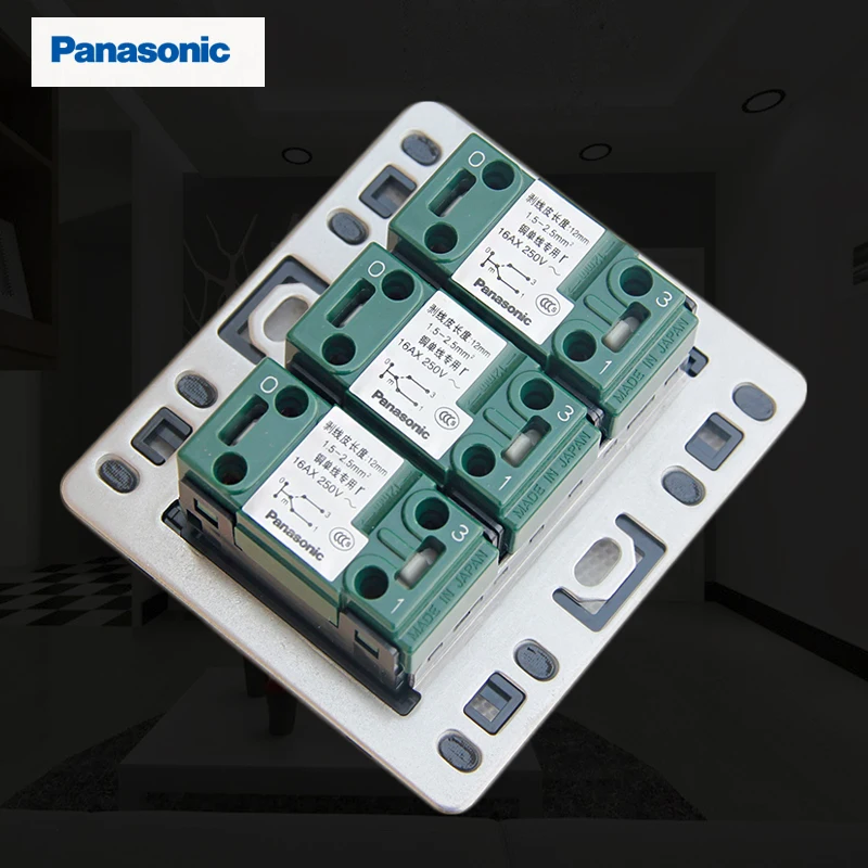 Panasonic Japan New Design Luxury Light Switch 1 2 3 Gang 2 Way Wall Switch Aluminum Alloy Panel on/off Reset Structure Switch