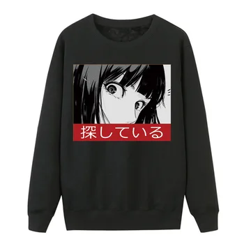 

Japanese Anime Kwaii Girl Print Sweatshirts Pullover 2019 Autumn Winter Crewneck Sportswear Tracksuits Female Fleece Casual Tops