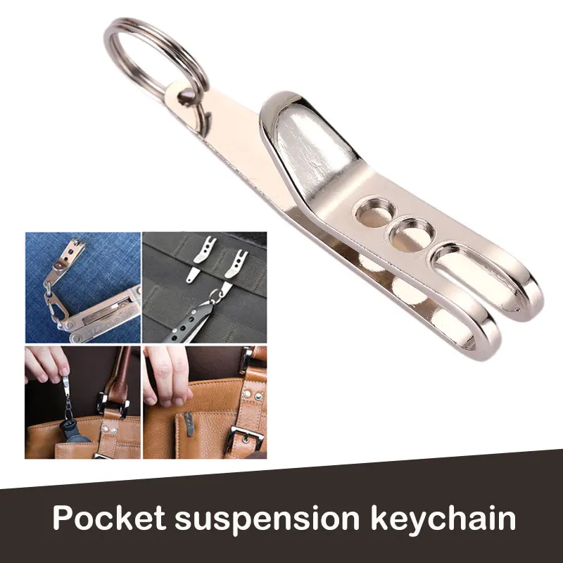 

Key Ring Elastic Jewelry Tool Camping Gadget Silver Mini Suspension Clip Hook Keychain Creative Accessories Light Hiking Knife