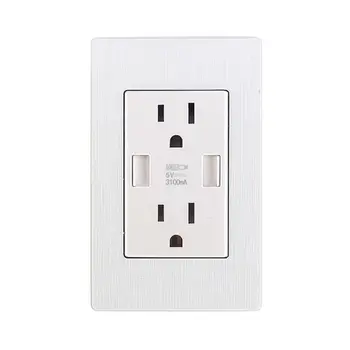 

US Standard Plug Wall Socket 2.1/3.1A Dual USB Charger Port Power Adapter Outlet E5BB