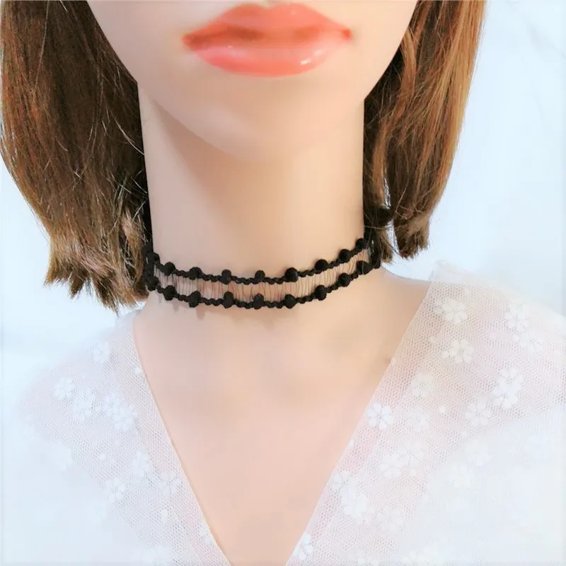 

Choker Europe And America Cool Fashion Double Layer Necklace Black And White with Pattern Necklace Neck Ring Women's Choker Form