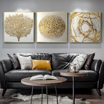 

Artistic Geometric Black Gold Circl Canvas Painting Backgroud Decoration Nordic Modular Picture for Artwork Wall Art Home Decor