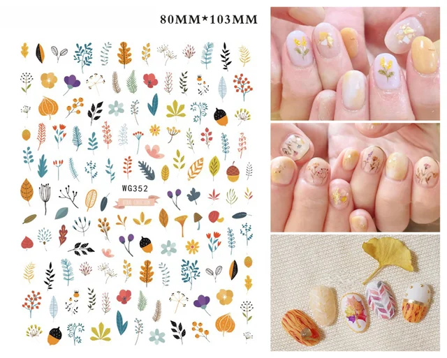 3D Nail Sticker Girl Manicure Decals Decoration Stickers for Nails Cute Cat Candy Fish Design Nail Art Sticker Accessories WG352