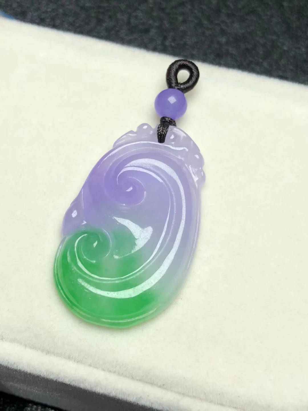Only One! Natural Ice Jadeite JADE Jade Ruyi Pendant Necklace Sweater Chain Jewelry Gift Wholesale