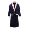 Warm Casual Softy Sleepwear Men Nightgown With Belt Sleep Dress Padded Flannel Long Kimono Bathrobe Gown Winter New Thicken Robe ► Photo 2/6