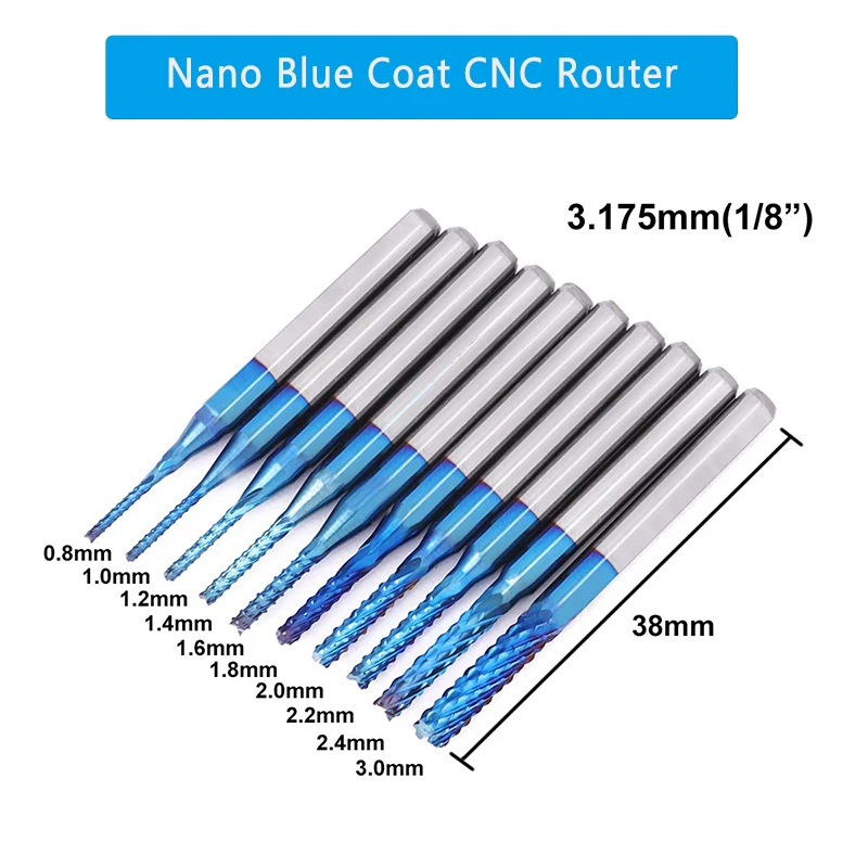 10pcs cutter 40 шт. Набор торцевых фрез 1/" хвостовик, Фрезы с ЧПУ режущий фрезерный инструмент гравировальный резак/титановое покрытие 2 флейты Фрезы с ЧПУ - Цвет: 10pcs cutter