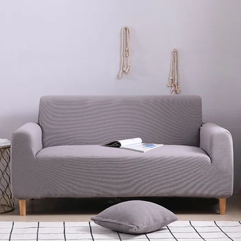 

Light Grey Sofa Cover Flexible Stretch Comfortable For Living Room Solid Color Protector Sofa Bed Cover Durable
