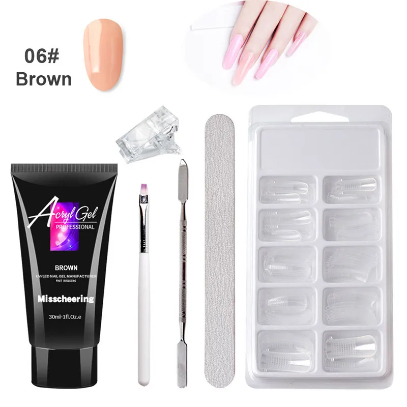 set6 brown 30 мл акриловый полигелевый удлиняющий гель для маникюра, для наращивания ногтей, кристаллический быстросъемный полигелевый лак для ногтей - Цвет: set6 brown