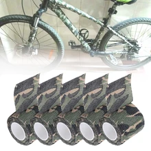 5Pcs Safe No Glue Self Adhesive Retractable Non Woven Outdoor Strench Hunting Woodland Camouflage Tapes For Health Care Sports