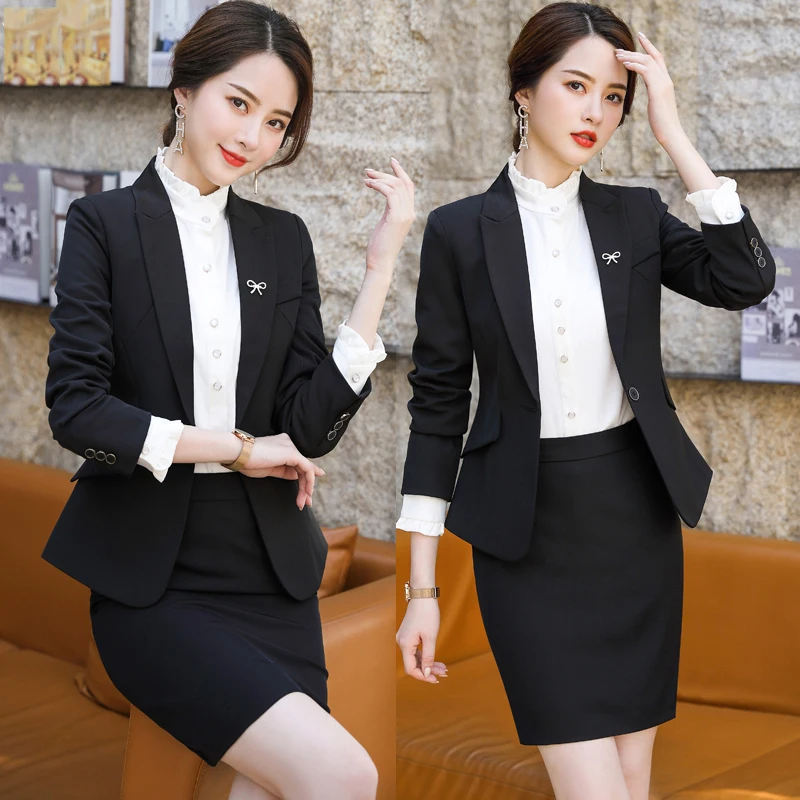 Temperament fashion professional Women suit OL Office Lady suit Business interview suit set Slim fit Blazer and pants