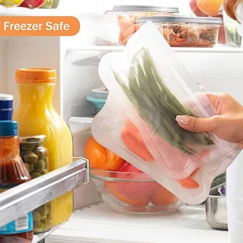 

10pcs 3 Sizes Reusable Freezer Bags PEVA Leakproof Ziplock Food Storage Bags for Vegetable Fruit Meat Snack Random Color