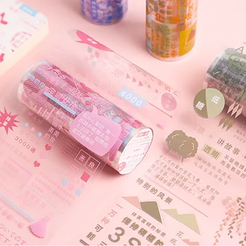 

1 Roll Vintage Transparent PET Washi Tape Text Geometric Pattern Masking Tape Wide Washi Tape Diary Journal Decoration Tape